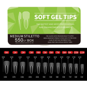 Soft Gel Tips Medium Stiletto | 550 Τεμάχια σε Κασετίνα