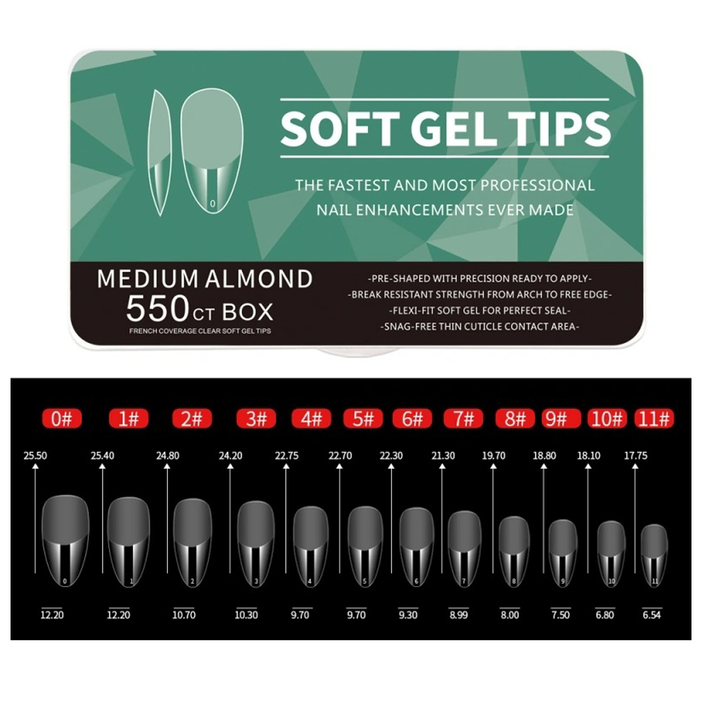 Soft Gel Tips Medium Almond | 550 Τεμάχια σε Κασετίνα