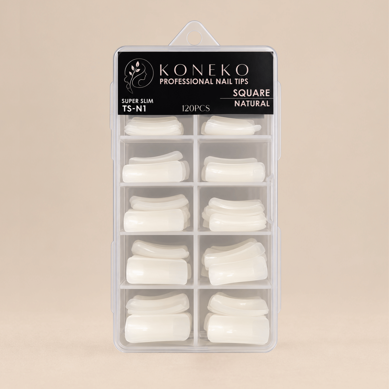 Koneko Beauty | Slim Nail Tips Full Well Square (Διάφανο/Φυσικό)