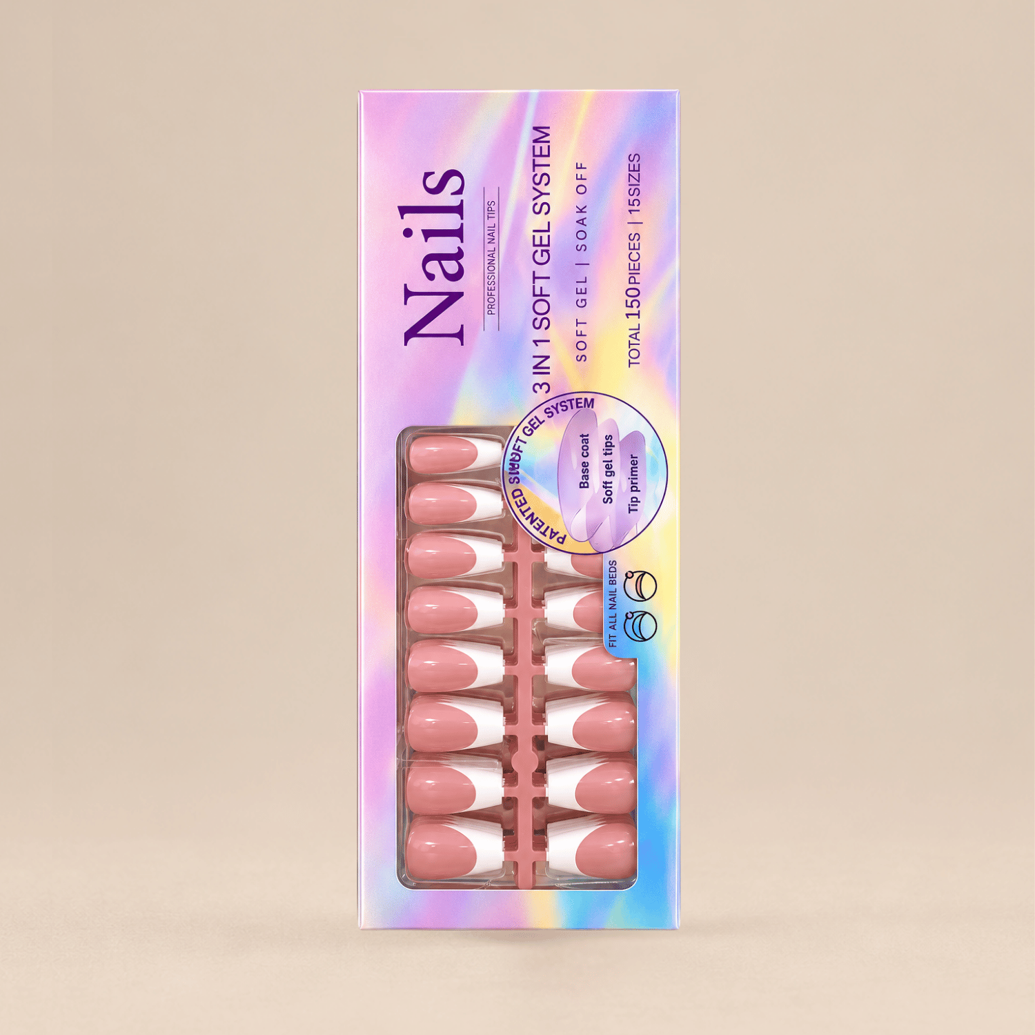 Σετ Soft Gel Tips 3 in 1 | French Ballerina 150pcs
